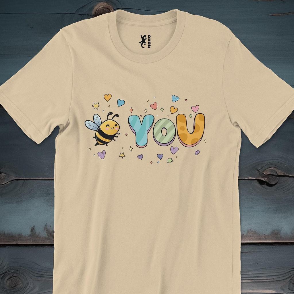 Bee You Short Sleeve Tee Shirt, Be you t-shirt empowering, whimsical, bumblebee tee, for those who radiate happiness and confidence