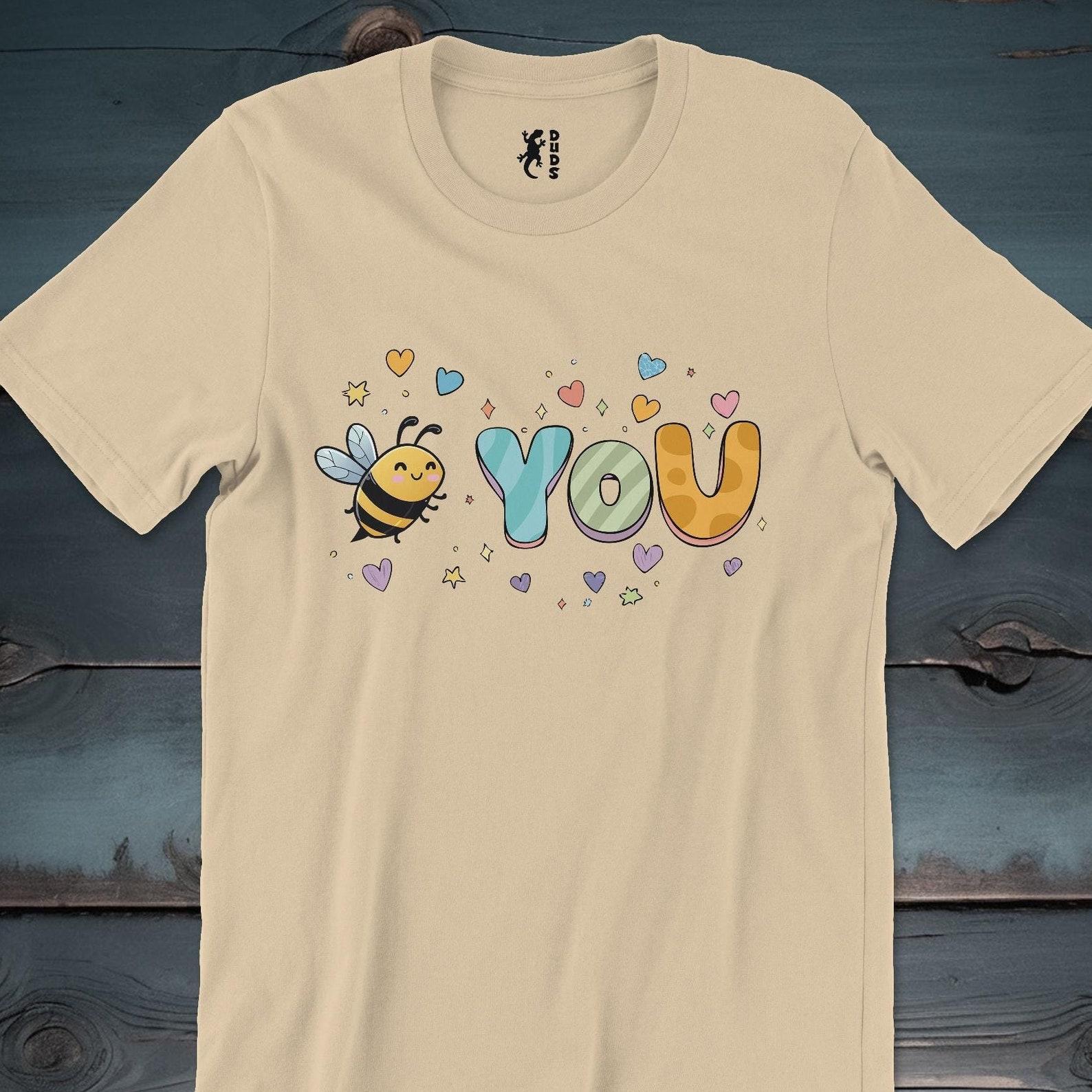 Bee You Short Sleeve Tee Shirt, Be you t-shirt empowering, whimsical, bumblebee tee, for those who radiate happiness and confidence L