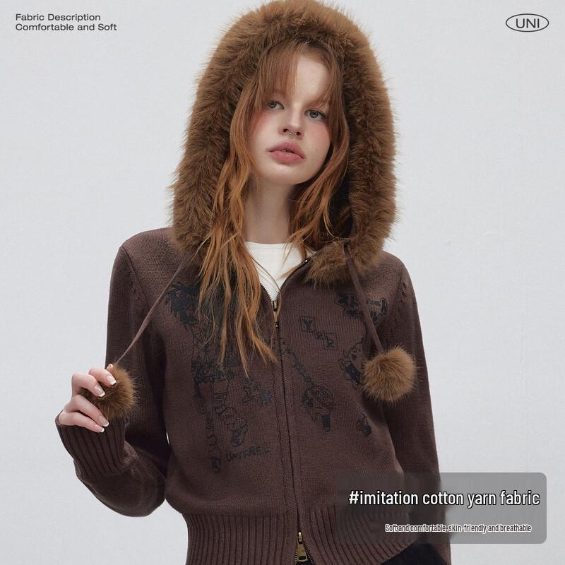 UNIFREE Casual Hooded Knit Cardigan