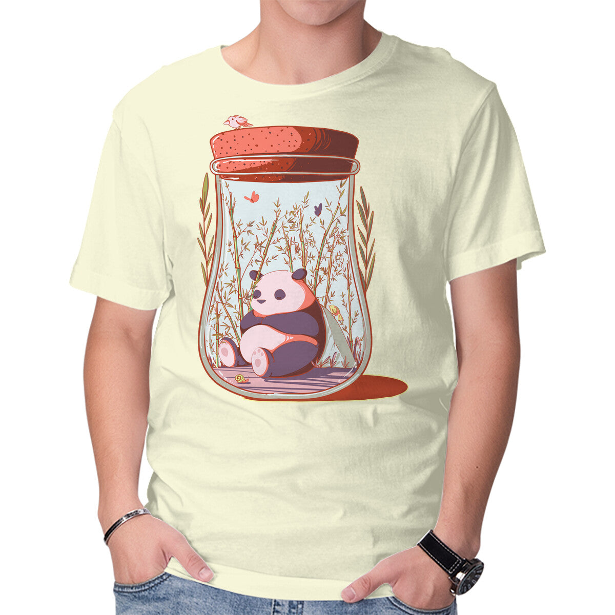 Unisex Crew Neck T-Shirt Tiny Panda Graphic Short Sleeve Casual Tee S