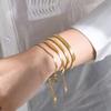 High End PVD 18K Gold Plated Shinny Waterproof Tarnish Free Herringbone Snake Basic Stainless Steel Bracelet