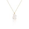 Natürlicher Perlmutt Mondhase Anhänger Halskette S925 Sterling Silber Chinesischer Stil Tierkreis Schmuck für Frauen