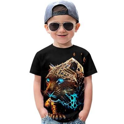 Sommer Rundhals 3D Tierdruck Top Modische Lässige Kurzarm Kinder Jungen T-Shirts