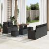 vidaXL 8-Piece Garden Sofa Set with Cushions Black Poly Rattan Acacia 3362339