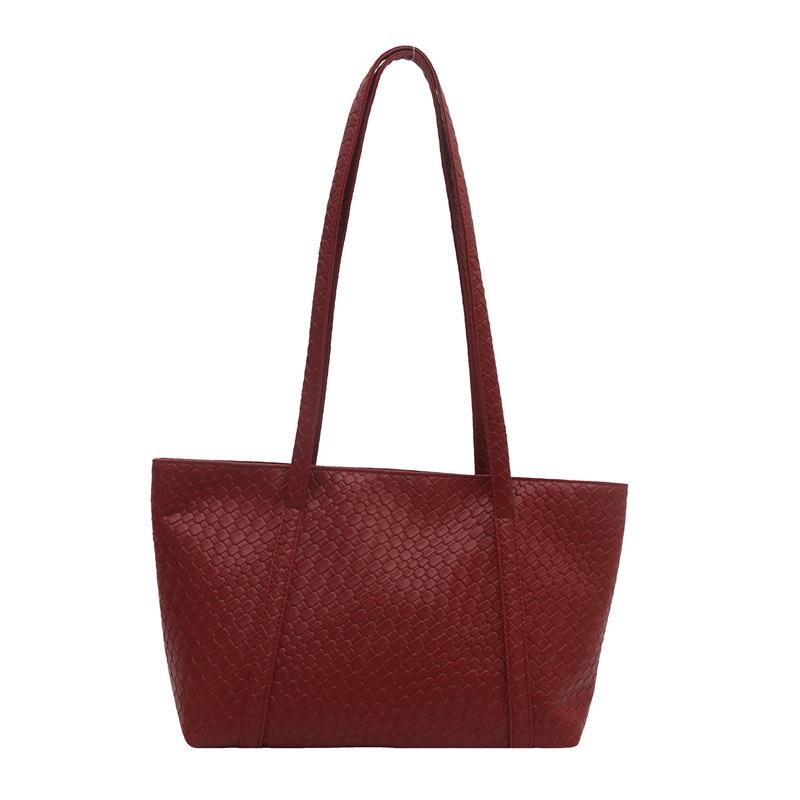 

Плетеная женская сумка большой вместимости, простая, в новом ленивом стиле, на плечо, подмышку, сумка-тоут красный