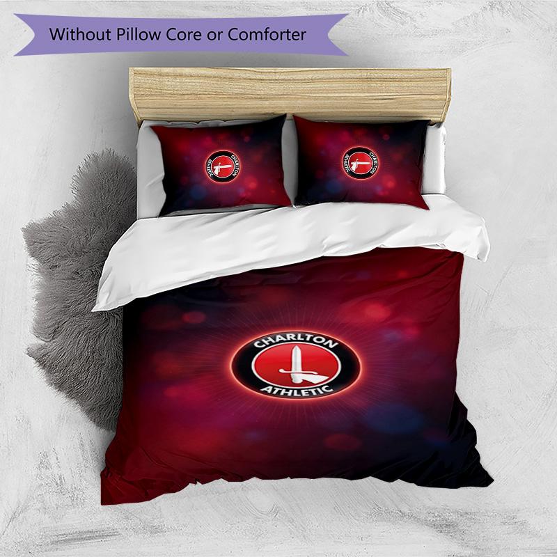 Charlton Athletic FC Set Biancheria da Letto Stampato 3 Pezzi Copripiumino Traspirante con Federe Biancheria da Letto Decorativa per Camera da Letto Casa