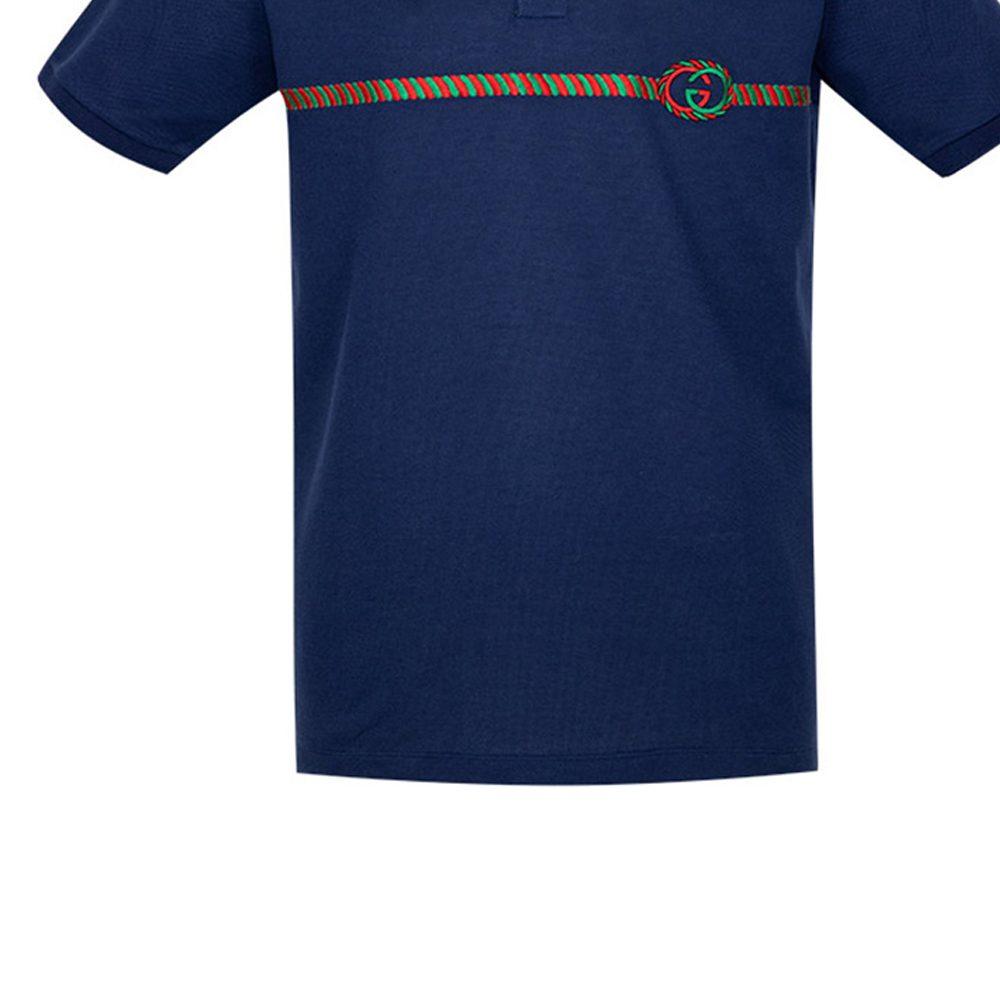 GUCCI Polo Shirts Men's Blue Polo Collar Moderate 598957-XJB0V-4684