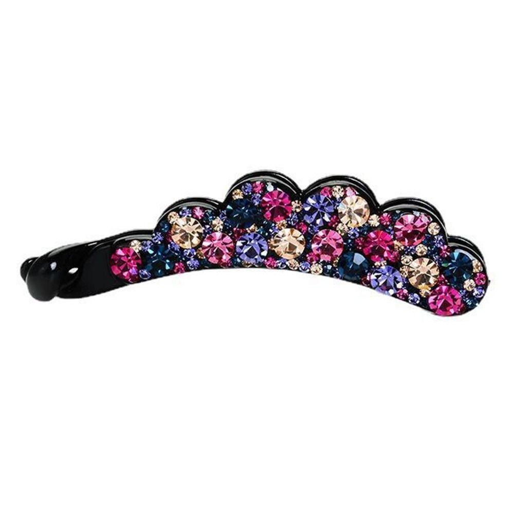 Korean Style Rhinestones Banana Clip Elegant Ponytail Holder Crystal Hair Claws  For Women Girls
