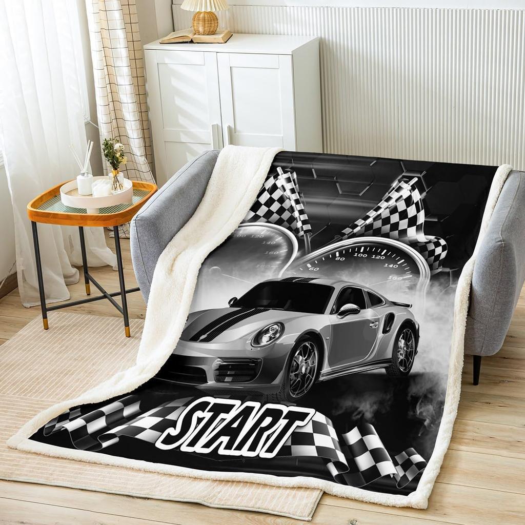 Garbage Trucks Kids Throw Blanket Cartoon US Vehicles Fleece Blanket for Boys Girls Adults Green Twin Size X Inches