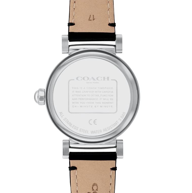 14503868 Srebrna Tarcza Czarny Skórzany Pasek Zegarek Madison 34mm Czarny [Coach] Damski