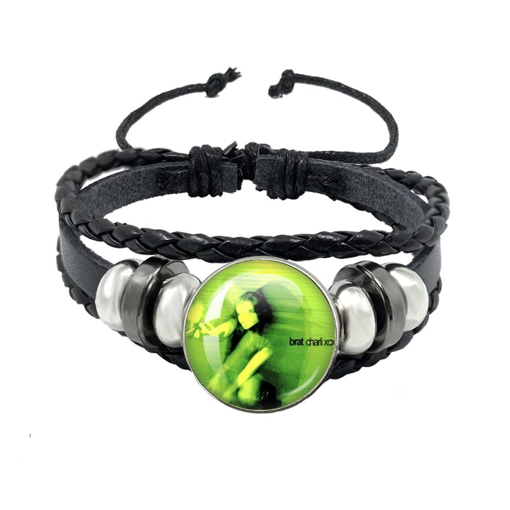 Album BRAT Charli XCX Kreatives Schwarzes Seil Knopf Glas Cabochon Lederarmband Schmuck Charme Fans Geschenk