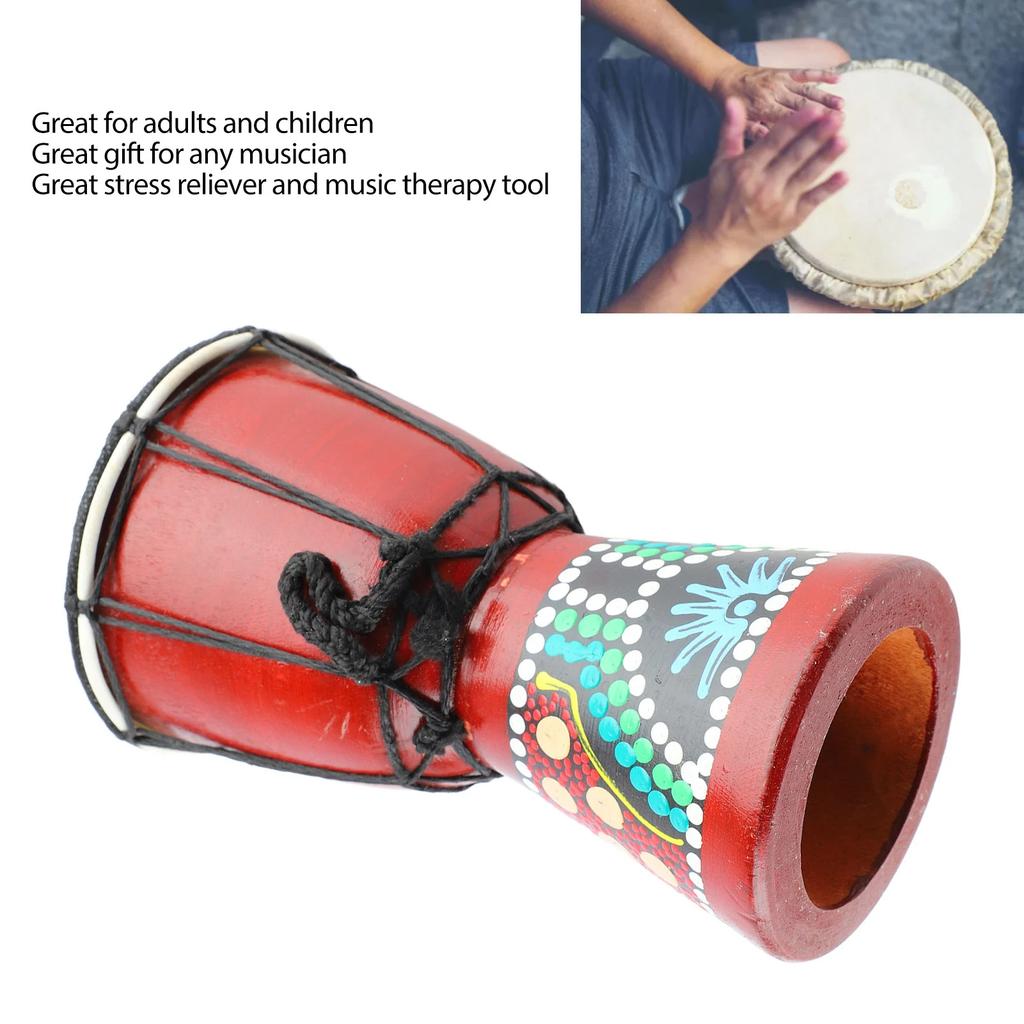 African Drum 5in Wooden Djembe Hand Percussion Instrument Crisp Sound for Kids Adults African Hand Drum African Drum Djembe Drum