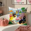 Cartoon Whimsical BBarbapapa Cushion Cover Pillowcase Short Plush Invisible Zipper Room Sofa Cushion Cover