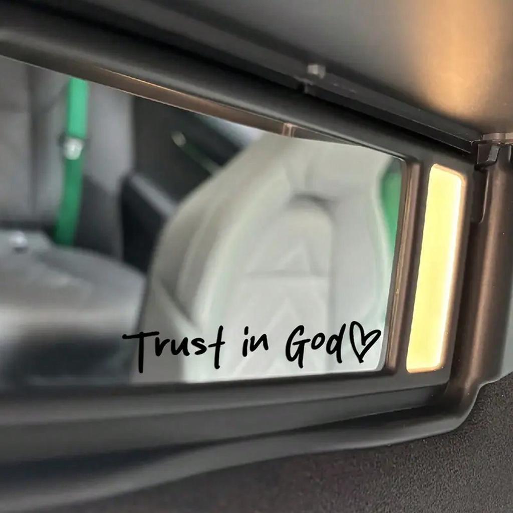 Bible Verses Christian Mirror Sticker - Trust In God, Faith Hope Love, Self Adhesive Shiny Look, "Trust In God" Pattern with Heart Shape
