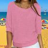 2026 Women's Solid Color Round Neck Knitwear Three-Quarter Sleeve Top