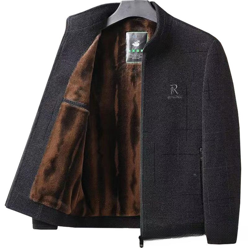 

Зимняя куртка мужская из бархата с утолщенным воротником-стойкой, мужская свободная повседневная теплая куртка на молнии для папы XXXL чёрный