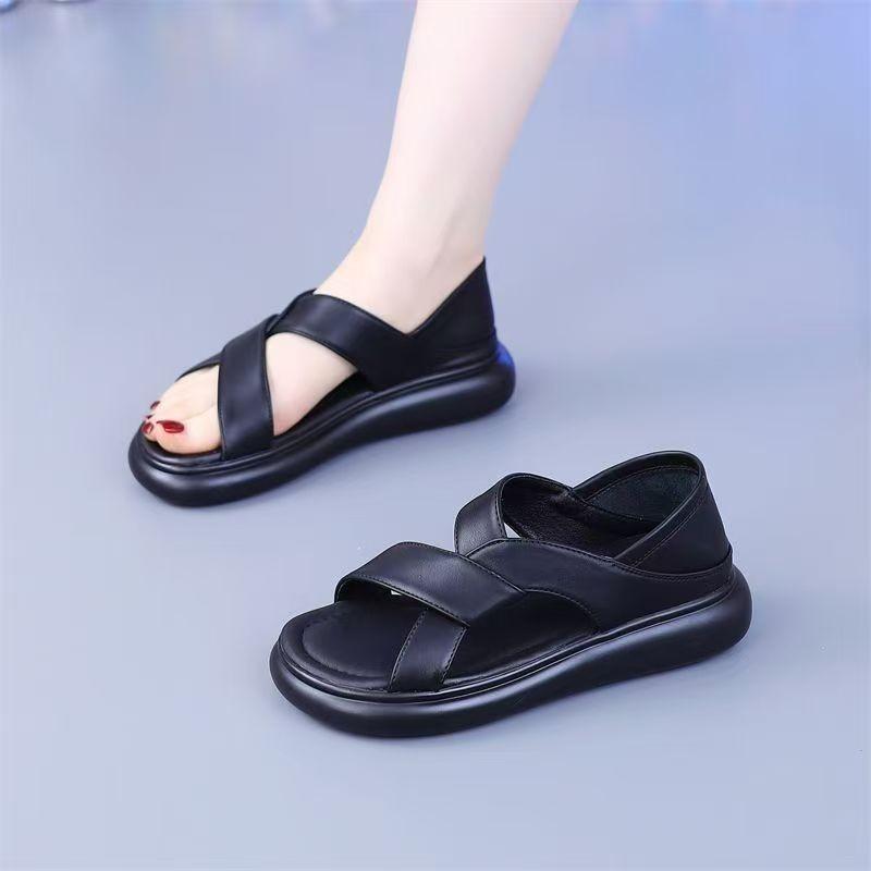 Soft Leather Bag and Sandals Women's Summer Wear 2025 New Fashion Versatile Two-wear Slippers Flat-soled Soft-soled Beach Shoes