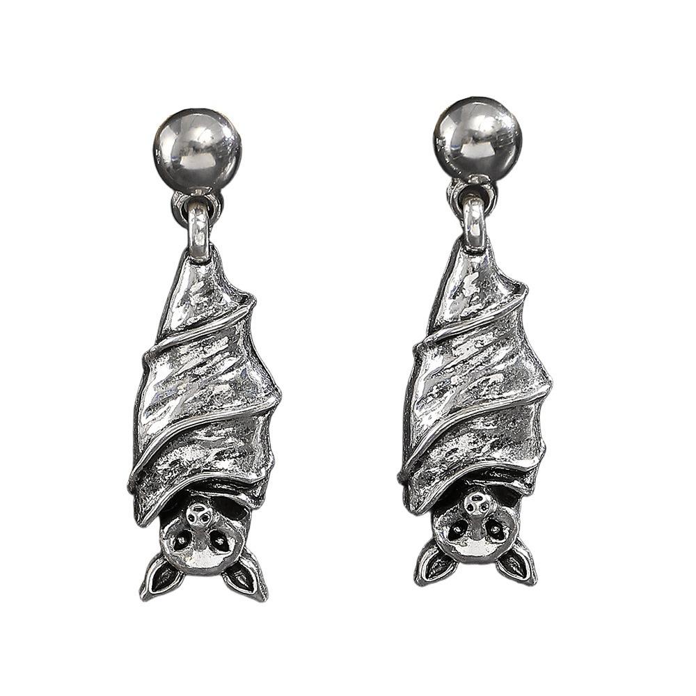 Gothic Style Halloween Upside-Down Bat Earring Stud Zinc Zinc Alloy Inverted Bat Earring Stud Women