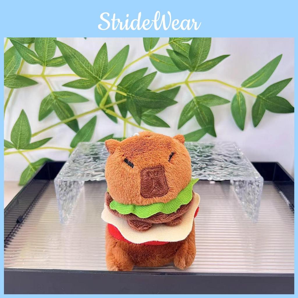 Hamburger Capybara Unique Plush Toy Keyring Perfect Size For Backpack And Accessories Bag