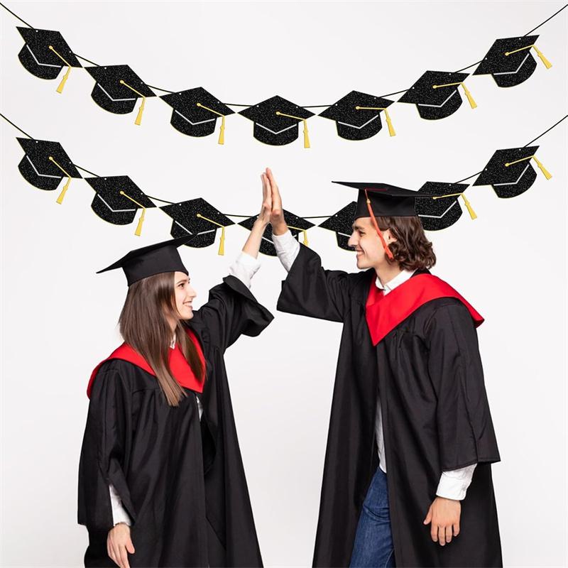 Graduation Grad Caps Banner Graduation Decorations Class Party Supply