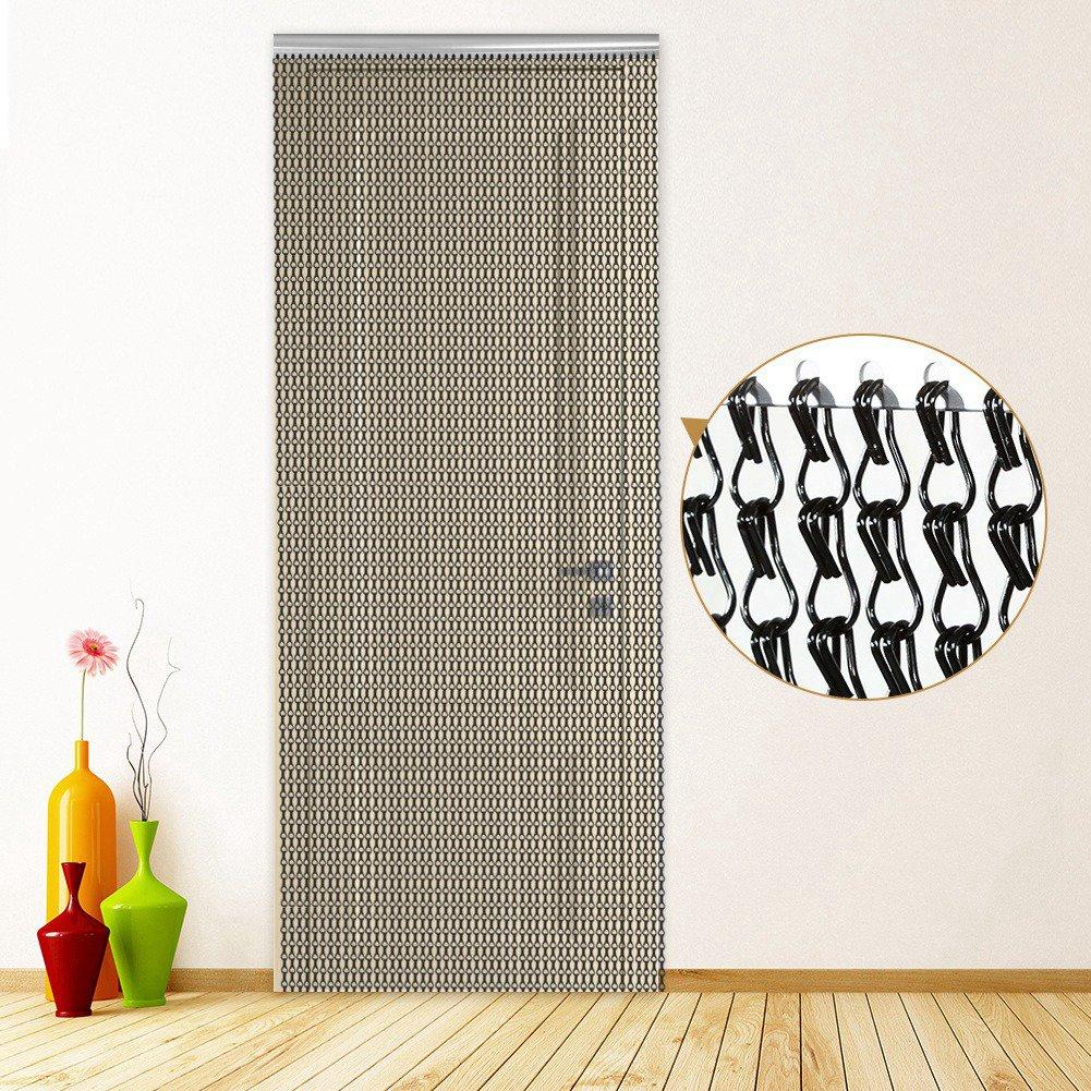 90*214.5cm Aluminium Metal Chain Strip Curtain Fly Pest Insect Control Decoration Door Screen