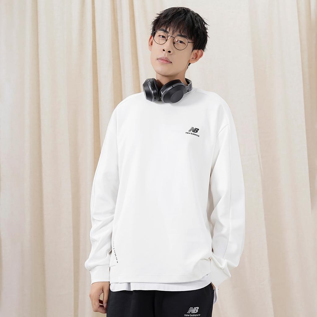 New Balance Sweatshirts Unisex White Crew Neck Moderate Regular 5CC38623-IV
