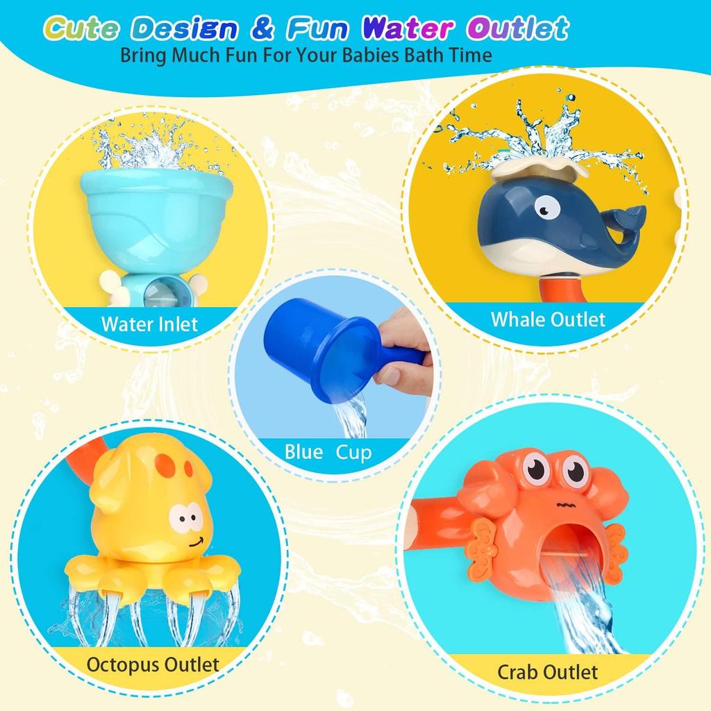 Modular Water Pipe Spray Bath Toy With Adjustable Shower Head Attachment For Babies & Toddlers