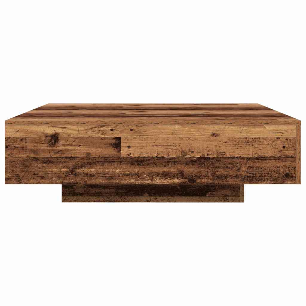 Coffee Table with LED Strips Reclaimed Wood 100 X 100 X 31 Cm