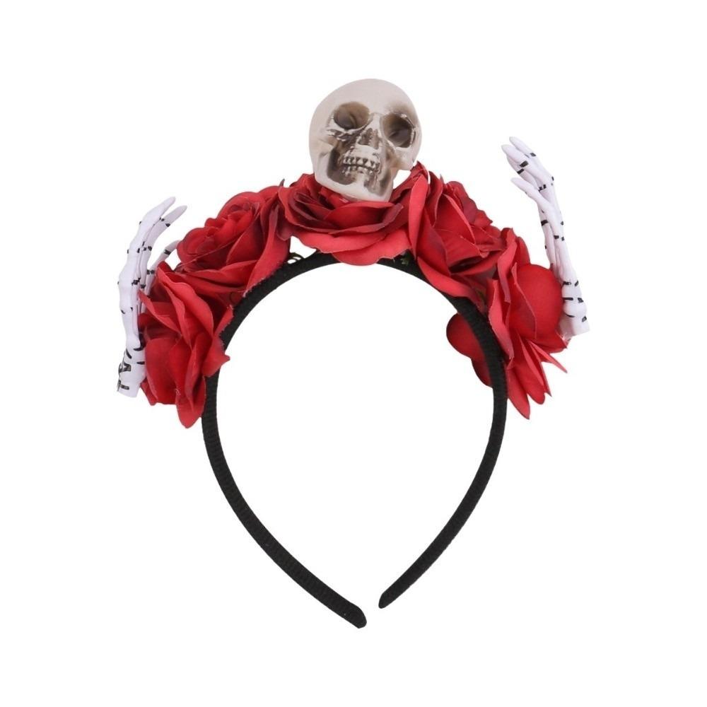 Rose Flower Branch Hair Hoop Bat Halloween Flower Crown Headwear Halloween Headband  Ladies