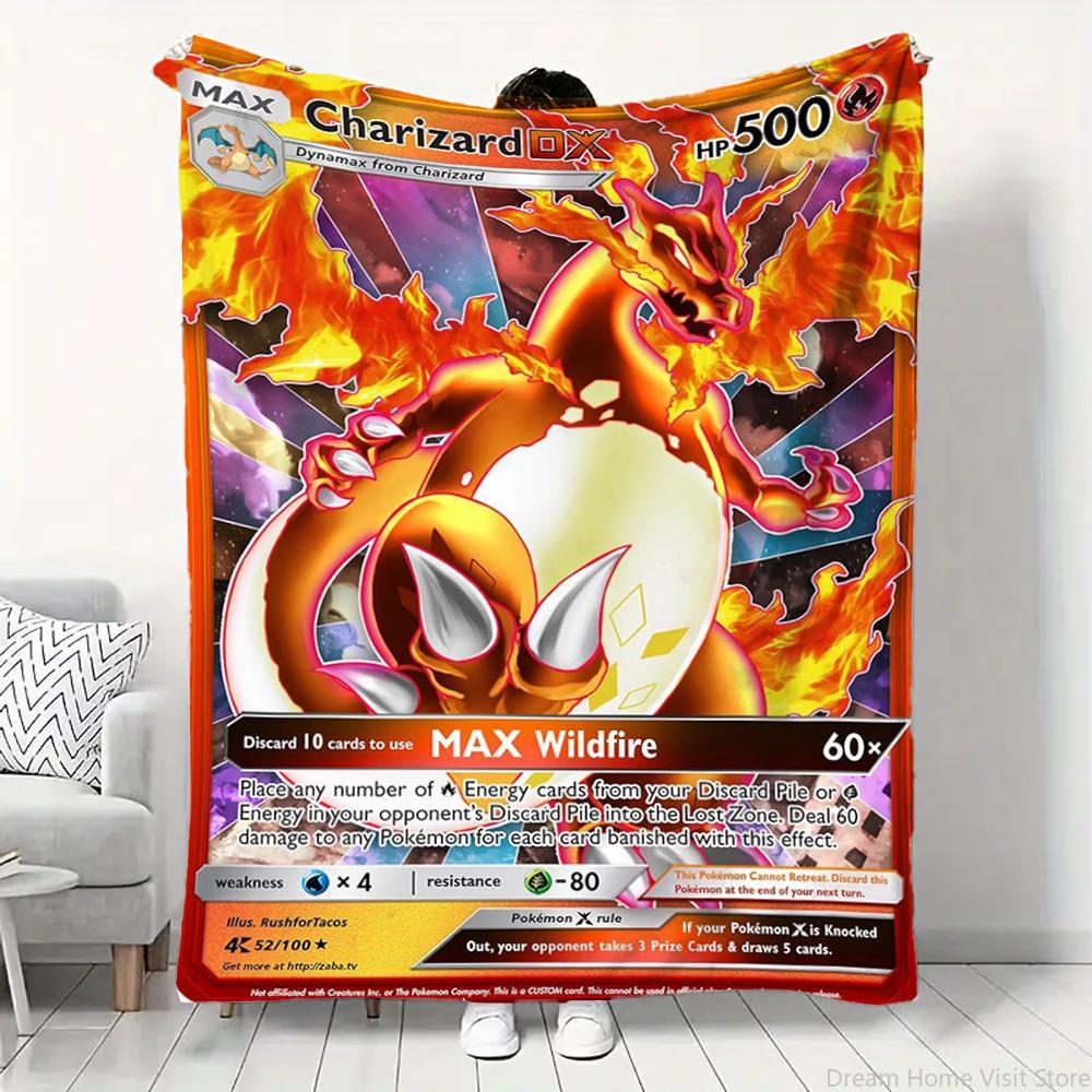 Pokemon Cartoon Kaart Pikachu Flanellen Deken Figuren Huis Bank Lunchpauze Dekens Kinderen Student Deken Slaaphoes Kinderen Cadeau