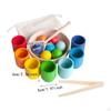 Balls In Cups Early Education Toys Wooden Board Game Sensory Training Logical Thinking Rainbow Color