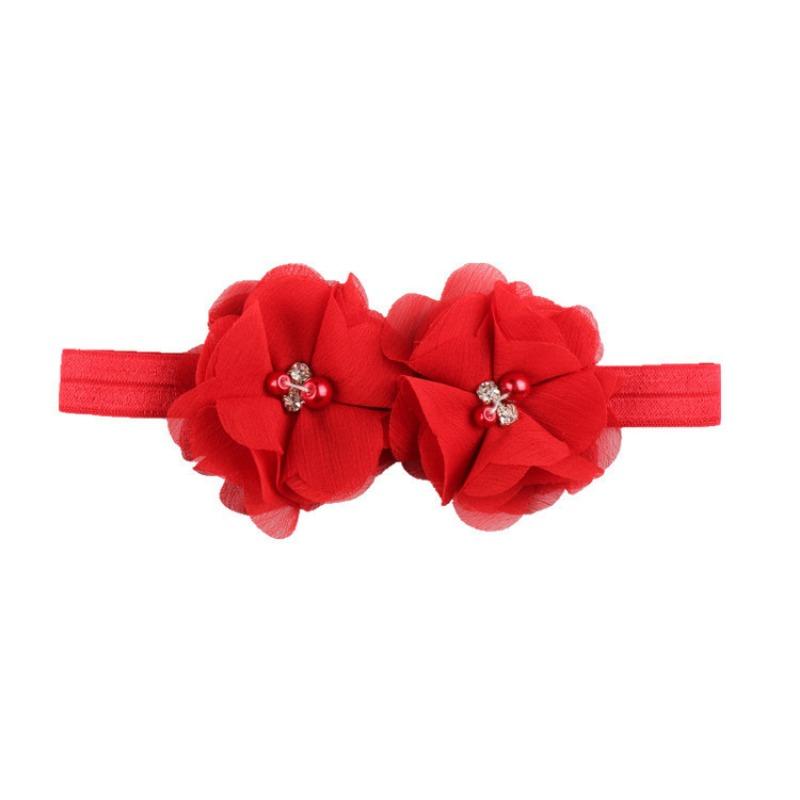 Solid Color Baby Headband, Flower Chiffon Rhinestone Floral Headband, Children's Flower Headband Hair Accessories