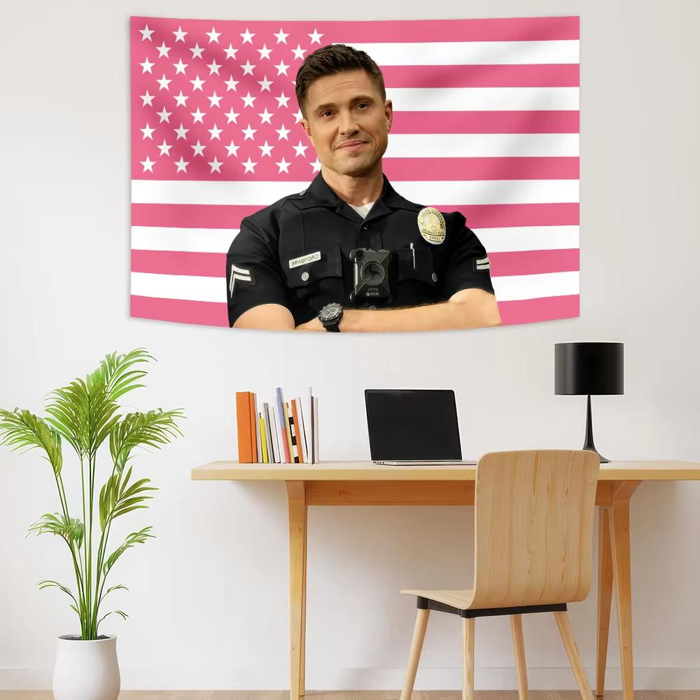 

Bradford Rookie Tim Pink American Flag Poster Tapestry Banner Aesthetic Room Decor Wall Hanging Cloth Dorm Wallpaper Gift 74x94cm(29x37in)
