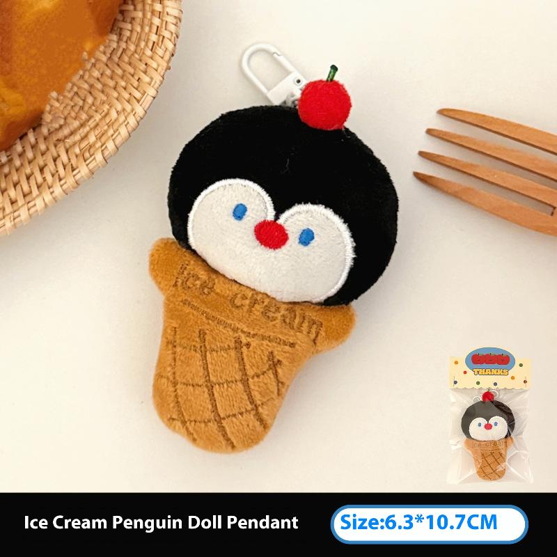 Chaveiro de Pelúcia Animal de Desenho Animado Fofo Sorvete Kawaii Cachorro Coelho Urso Boneca de Pelúcia Pingente Brinquedo Argola de Chave Decoração de Mochila Presentes