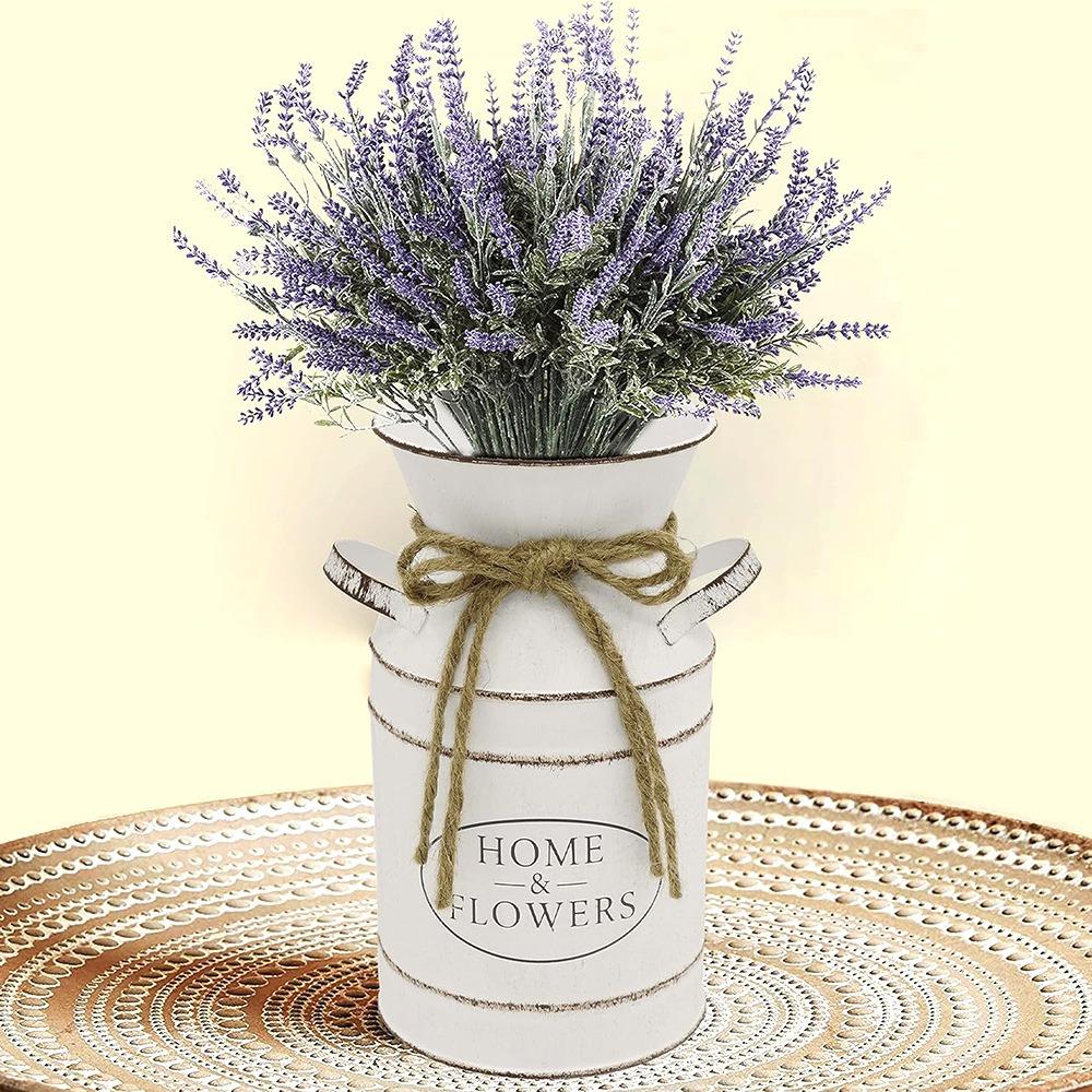 Rustic Style Flower Jug Two Side Handle Flower Bucket Elegant Farmhouse Vintage Vase Living Room
