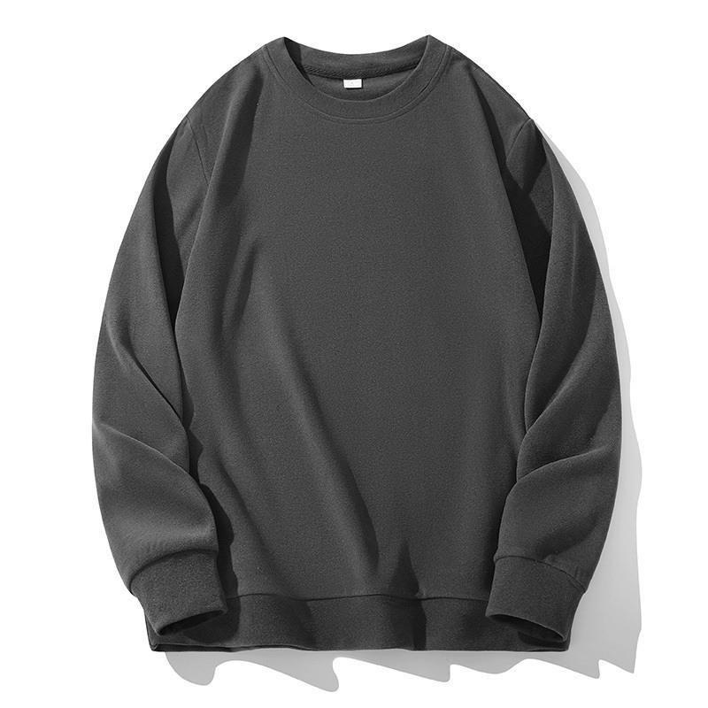 

German Velvet Sweatshirt for Men Round Neck Plus Velvet Warm Base Shirt Thick Simple Long Sleeve Warm T-shirt 5XL сірий