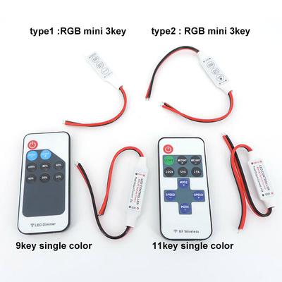 12 V Mini-RGB-LED-Lichtstreifen, 9 11, 3 Tasten, Fernbedienung, DC-Kabelanschluss für SMD 3528/5050/5730/5630/LED-Lichtstreifen