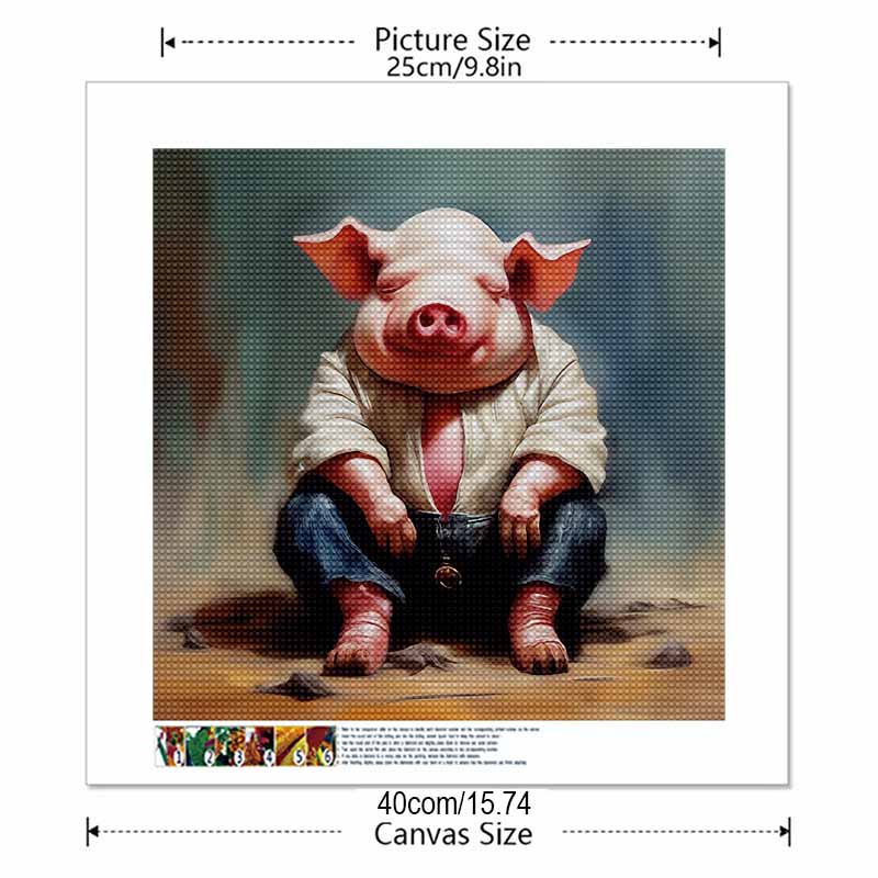 New Arrival 5D DIY Full Circle Diamond Painting "Pig Man" Embroidery Cross Stitch Home Decor Gift