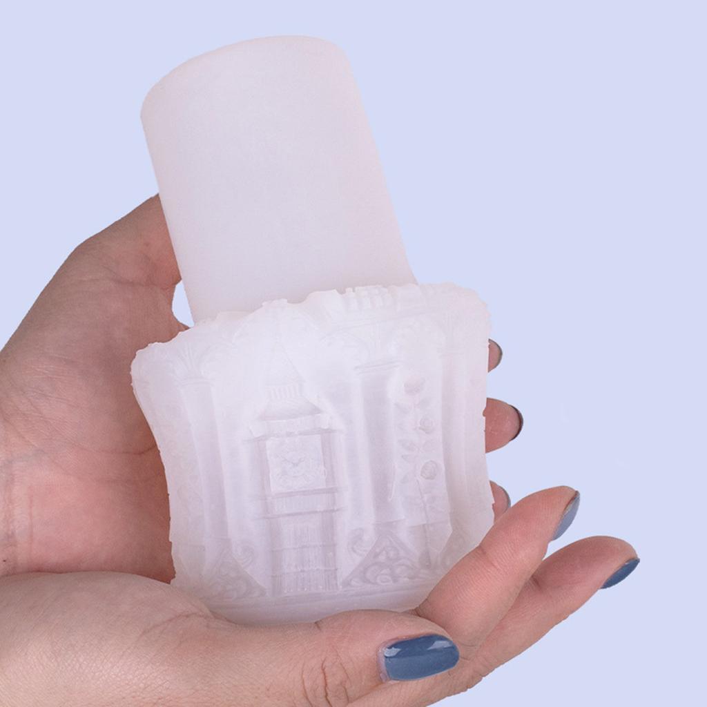 Multipurpose Silicone Mold Big Ben Shape Cement Moulds Resin Candle Cups Mold Decorative Trays Moulds for Projects