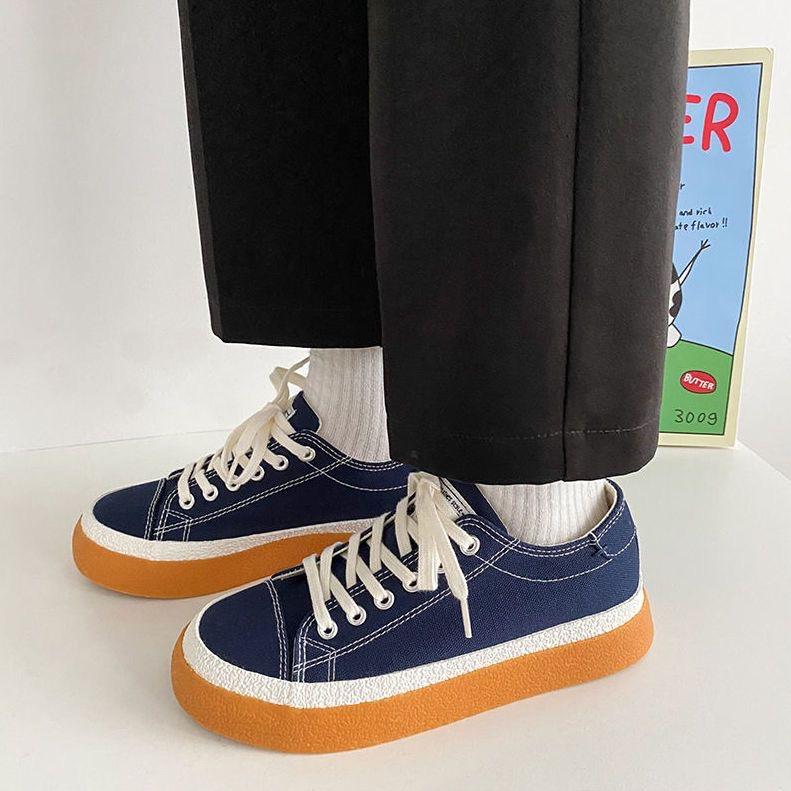 Парусиновая обувь на толстой подошве и бархатные студенческие осенне-зимние женские — фото 13