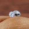 Right Grand ASTM F136 Titanium 2.5/3/4mm CZ Labret Stud 16G Tragus Helix Cartilage Conch Flatback Earlobe Piercing Body Jewelry