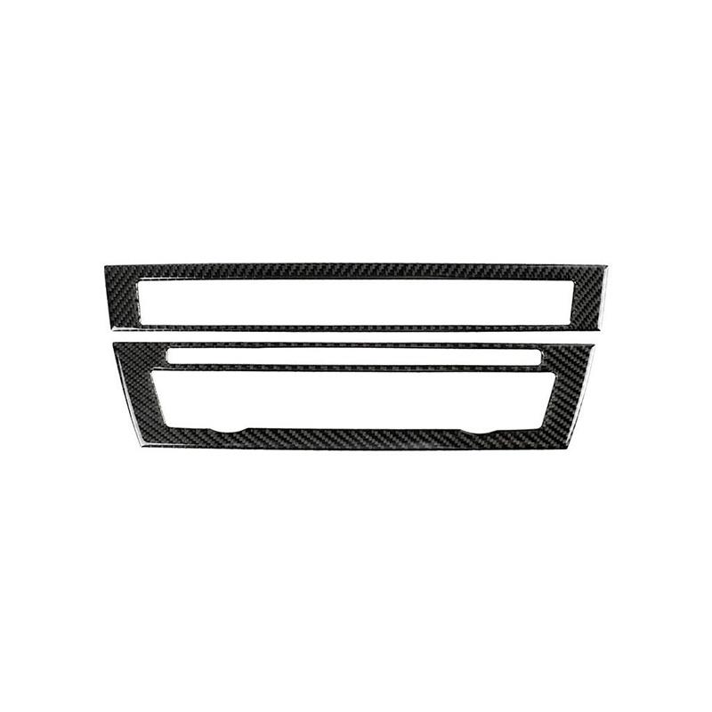 2Pcs Car Central Aircondition+CD Control Decoration Sticker Cover Carbon Black For BMW F10 5 Series 2011-2017