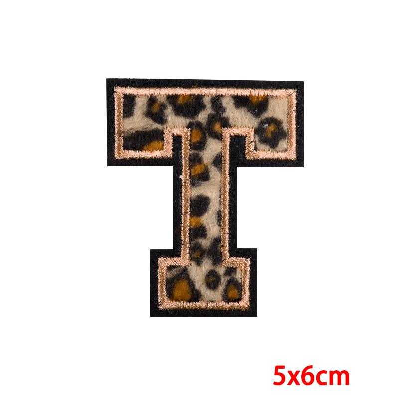 Leopard Print Letters Patch Iron On Patches For Clothing DIY Brand Name Patches On Clothes Fusible Patch For Clothes Stickers