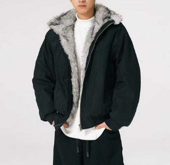 

2025 Winter Unisex American Short Motorcycle Cotton Jacket with Leather-Fur M чорний