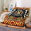 Racing Wheel Emblem Four Seasons Blanket Customized With Your Name Lightweight And Warm Perfect Gift For Home Office Camping Sofa Travel Beach Durable