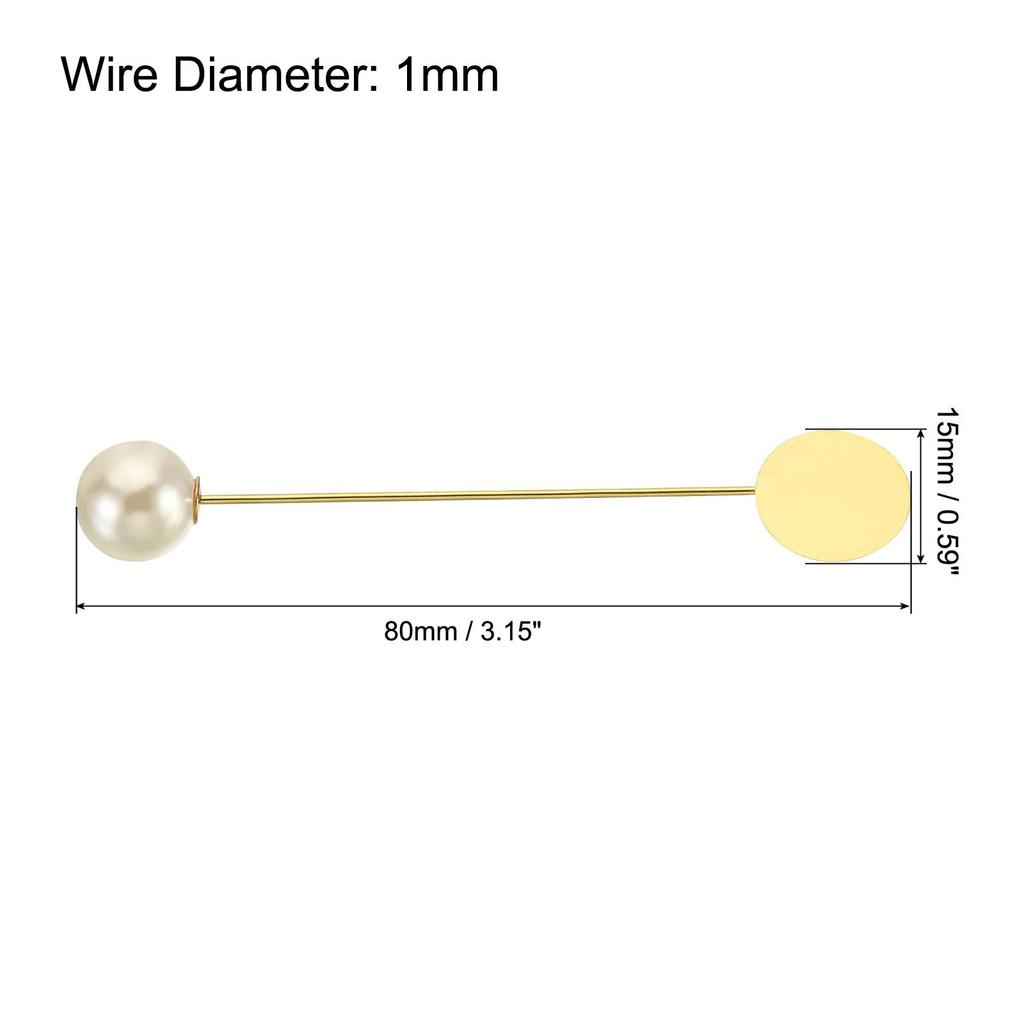uxcell Round Brooch Pins, 80mm Metal Tray Stick Lapel Pins with Long Needle Clips for Women and Men, Badges, Scarves, and Hats, Gold Tone, 30 Pieces
