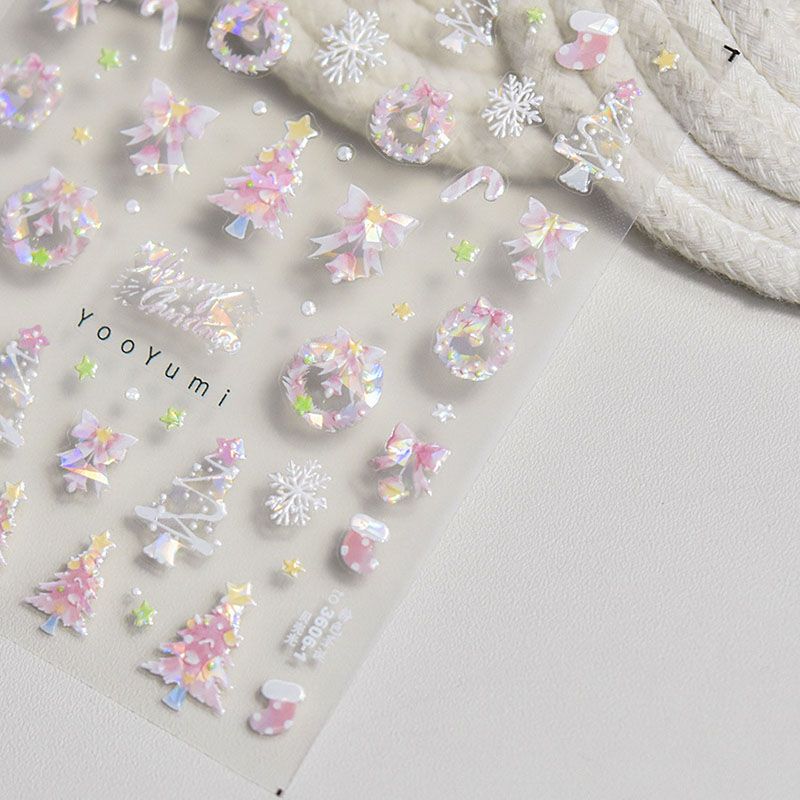 

Shell Pink Tomoni Adhesive Snowflake Nail Sticker Big version pink Christmas 3606-1