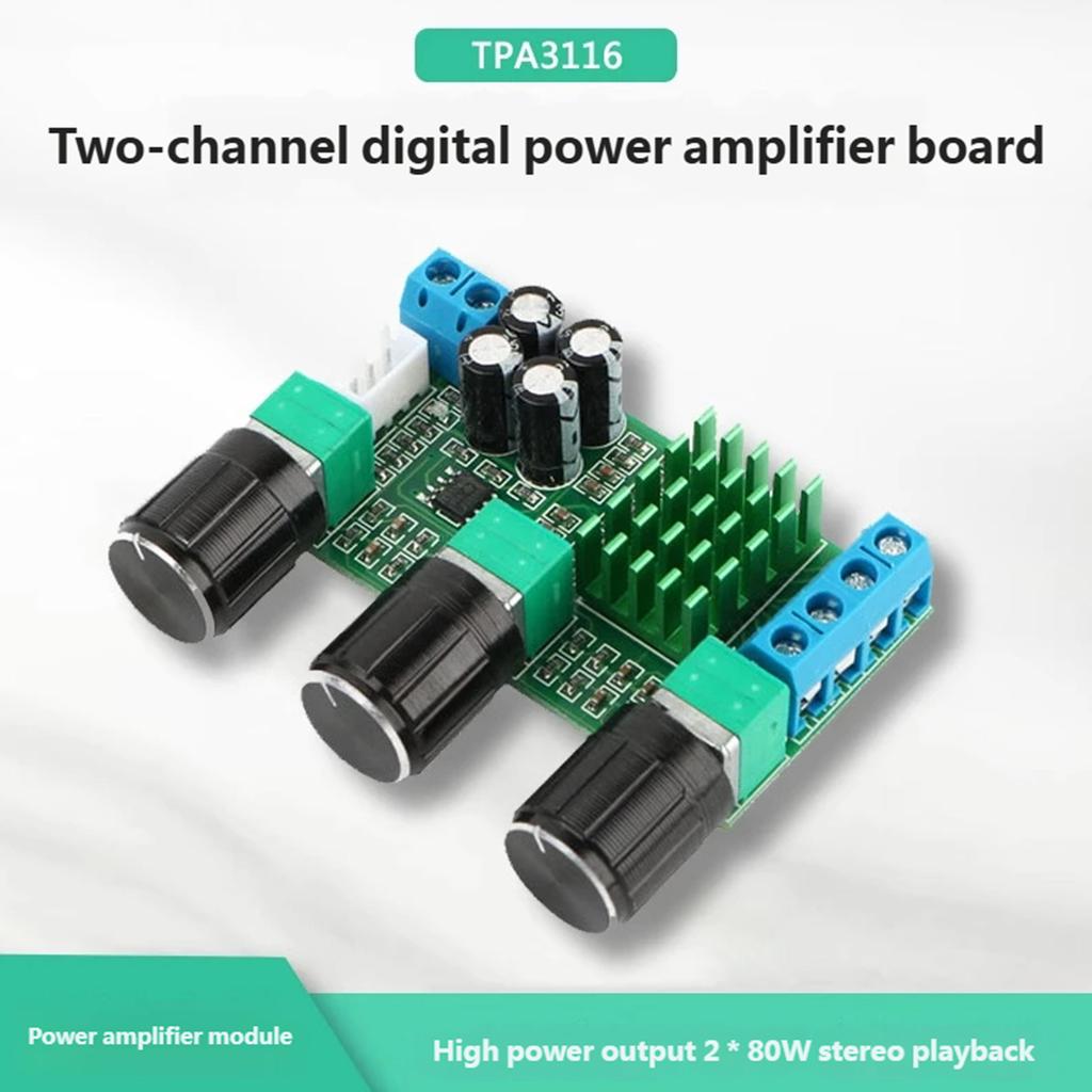 Double Channel 80Wx2 Digital Amplifiers Board TPA3116D2 Efficient Heat Dissipation And Simple Setups For Various Devices