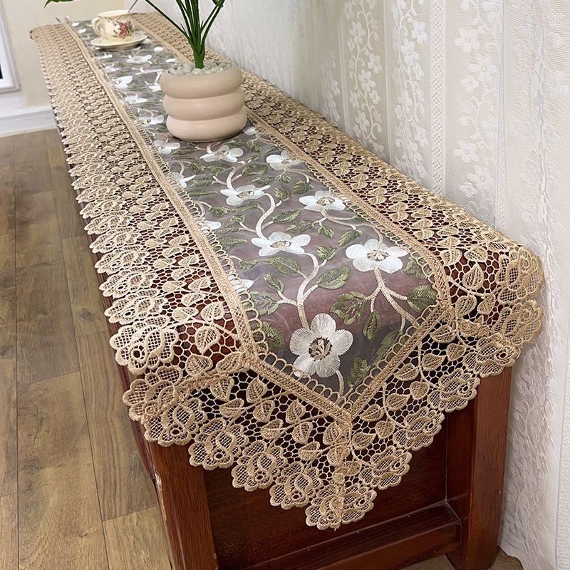 

Кружевная скатерть-дорожка для стола, чехол для ТВ-тумбы, полотенце для комода, длинная полоса, высококачественный пылезащитный чехол, скатерть-дорожка, ткань для обувницы, ткань для винного шкафа 40*180CM