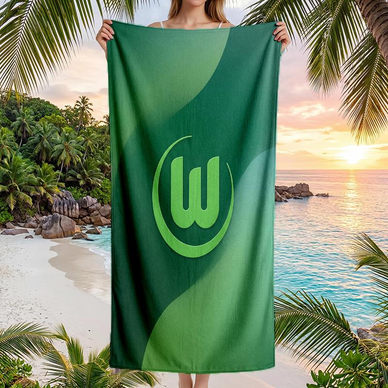 VfL Wolfsburg FC Aufdruck Schnelltrocknendes Strandtuch Mikrofaser Saugfähig Tragbares Reise-Badetuch